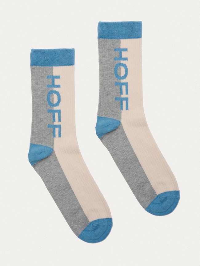 Calcetines Hoff Maxi Logo Hombre Gris Blancas Azules | INAM-47360