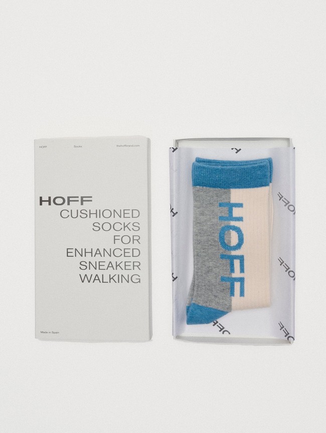 Calcetines Hoff Maxi Logo Hombre Gris Blancas Azules | INAM-47360