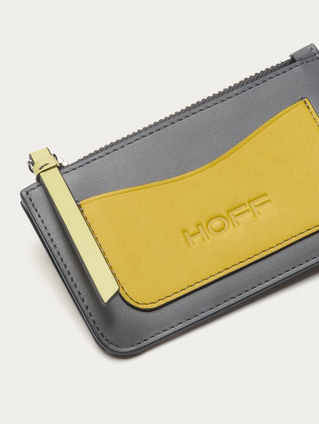 Carteras Hoff Leather Coin Cardholder Mujer Gris Amarillo | HXWL-50628