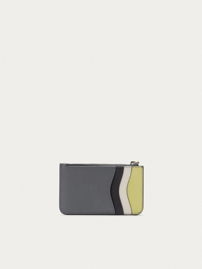 Carteras Hoff Leather Coin Cardholder Mujer Gris Amarillo | HXWL-50628
