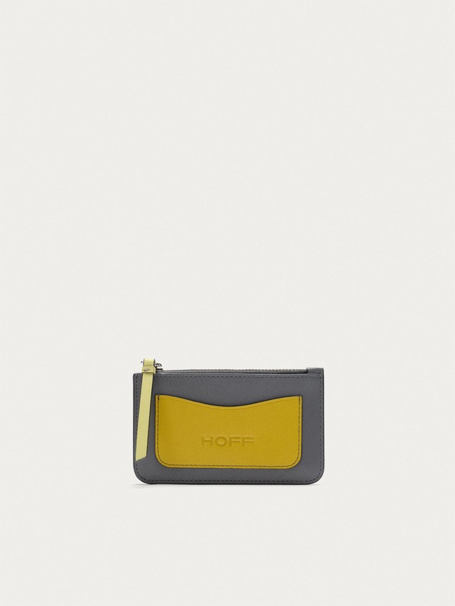 Carteras Hoff Leather Coin Cardholder Mujer Gris Amarillo | HXWL-50628